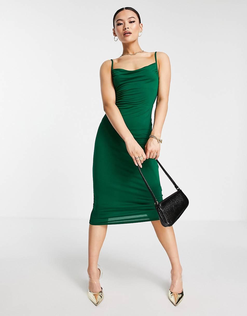 vestido de fiesta verde midi