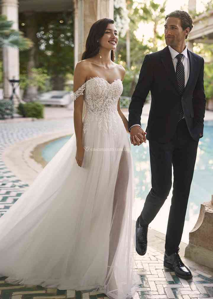 Vestido de novia online hombros caidos